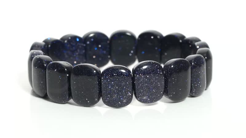 Blue Goldstone Section Stretch Bracelet 124.50 ctw