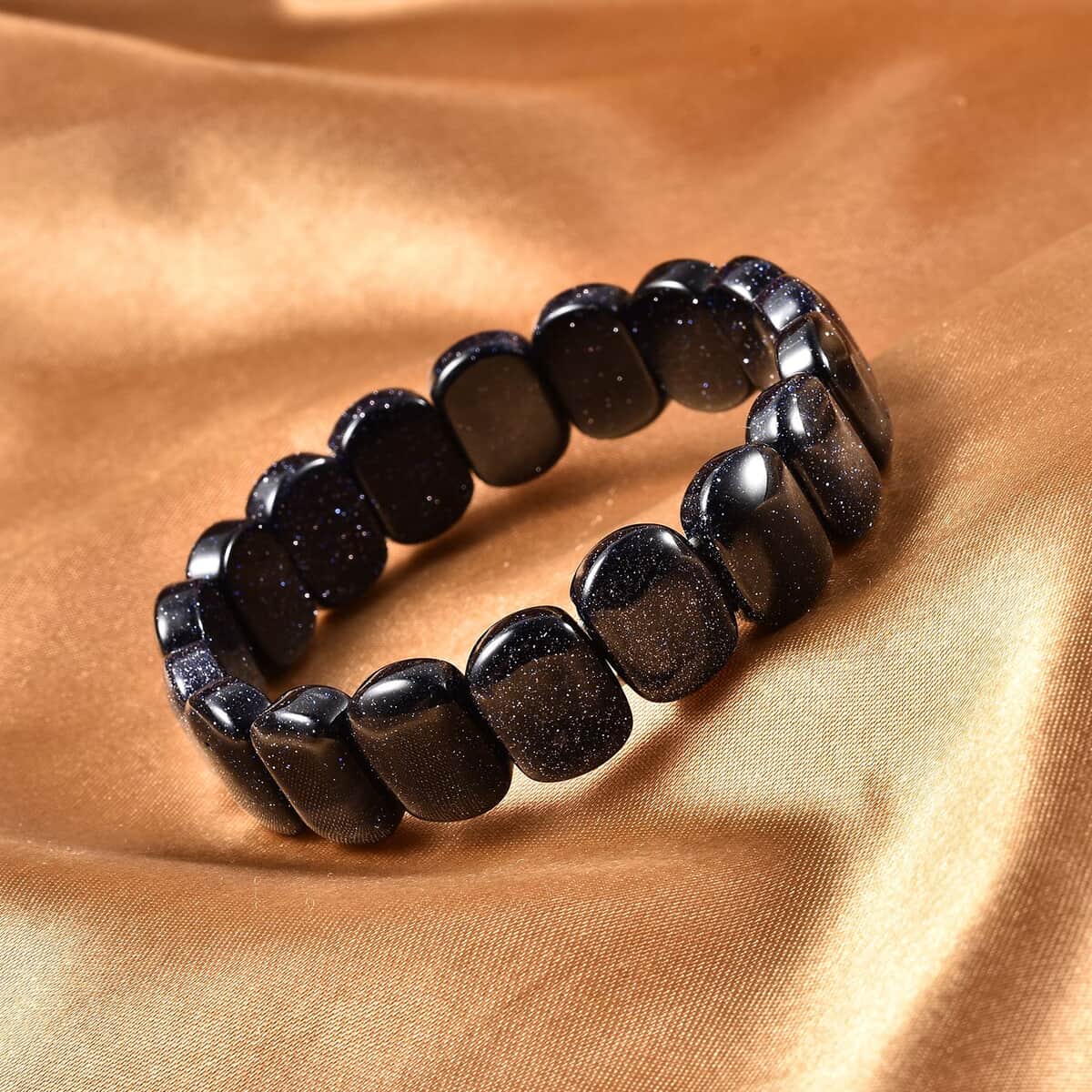 Blue Goldstone Section Stretch Bracelet 124.50 ctw image number 1