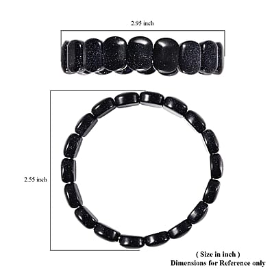 Blue Goldstone 124.50 ctw Block Stretch Bracelet