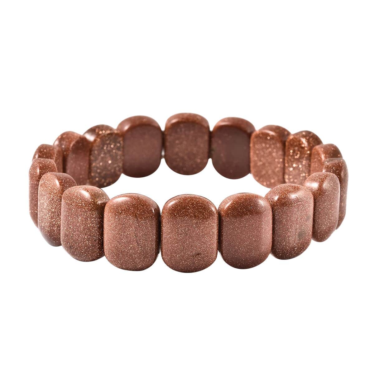 Goldstone Block Stretch Bracelet 126.00 ctw image number 0