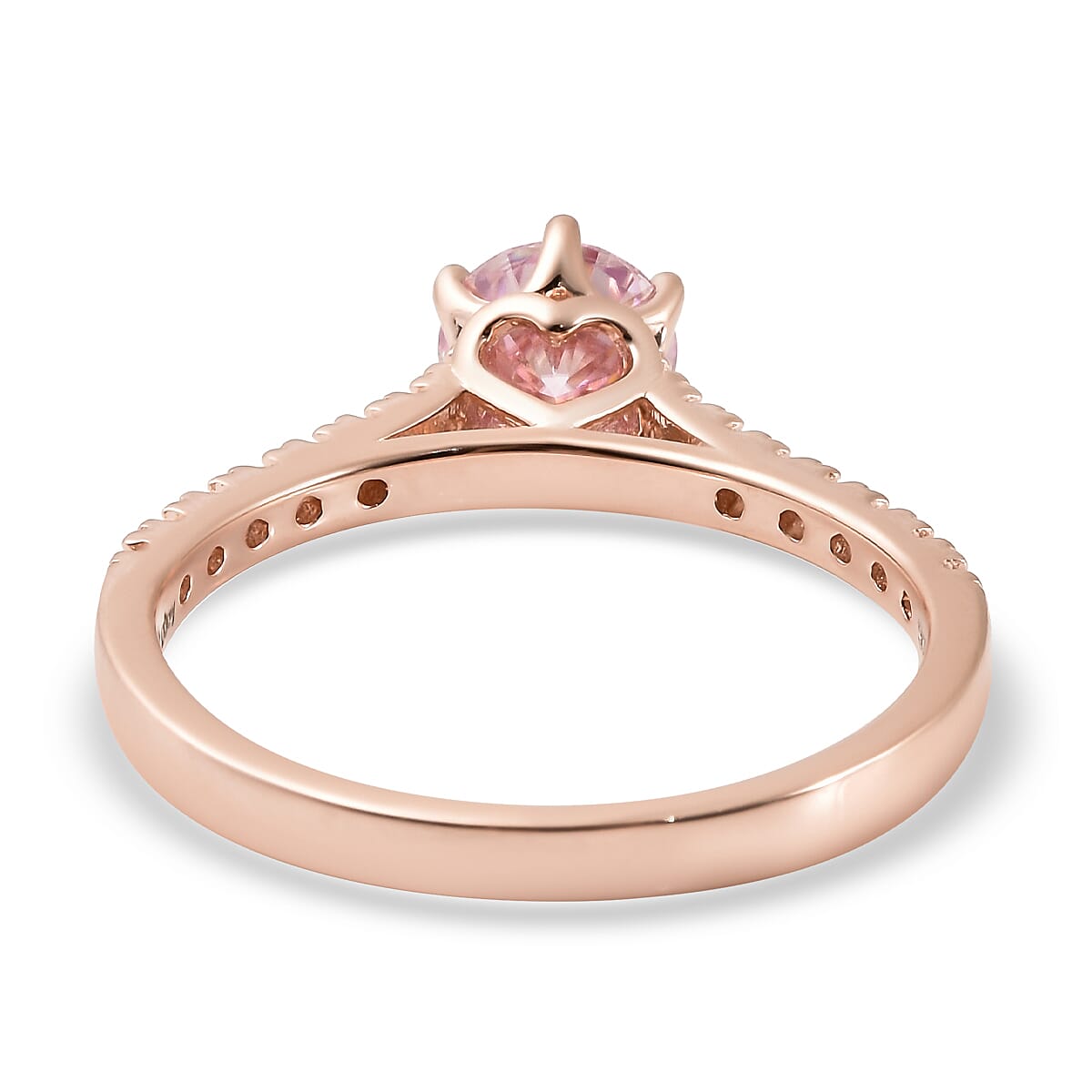Pink Moissanite and Moissanite Ring in Vermeil Rose Gold Over Sterling Silver (Size 8.0) 1.00 ctw image number 4