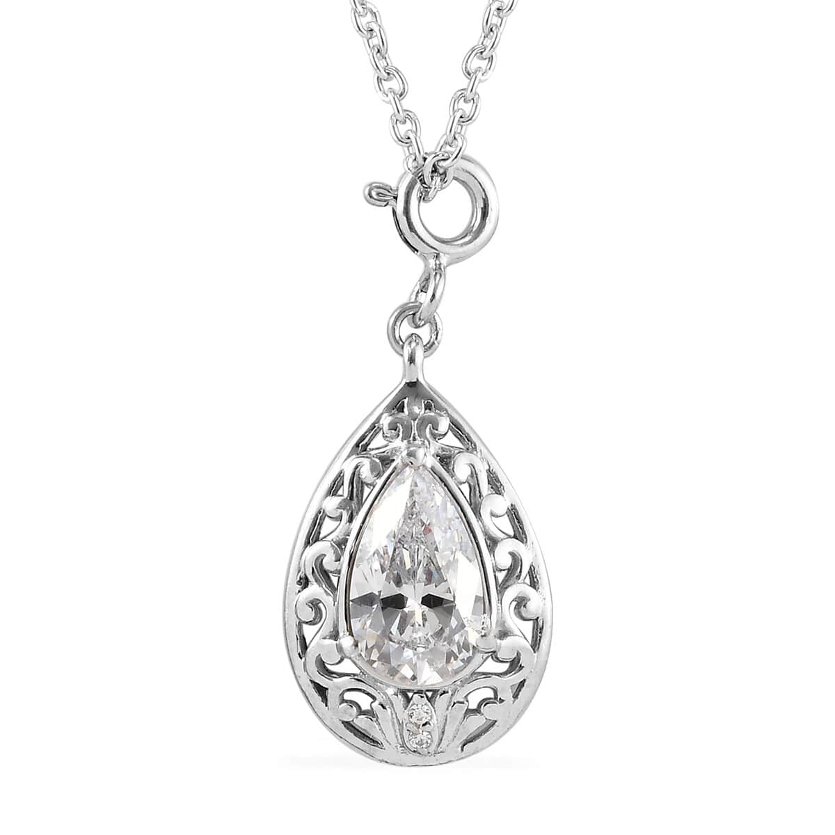 Lustro Stella Made with Finest CZ Stud and Dangle Earrings or Drop Pendant Necklace 20 Inches Set in Platinum Over Sterling Silver 6.40 ctw image number 0