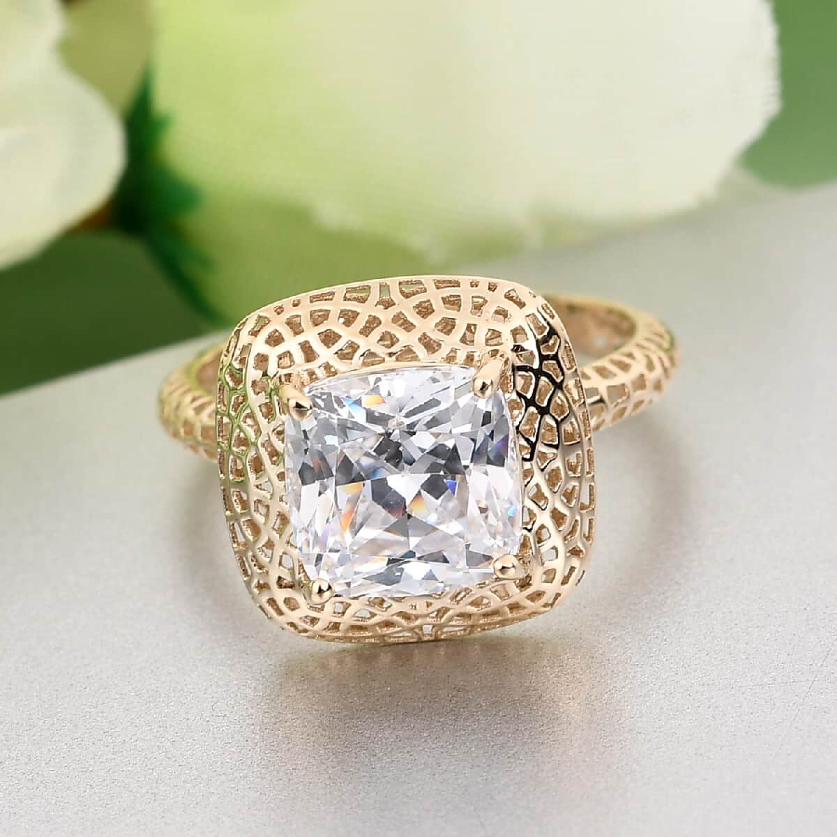 LUXORO 10K Yellow Gold Made with Finest CZ Ring (Size 10.0) 1.15 ctw image number 1