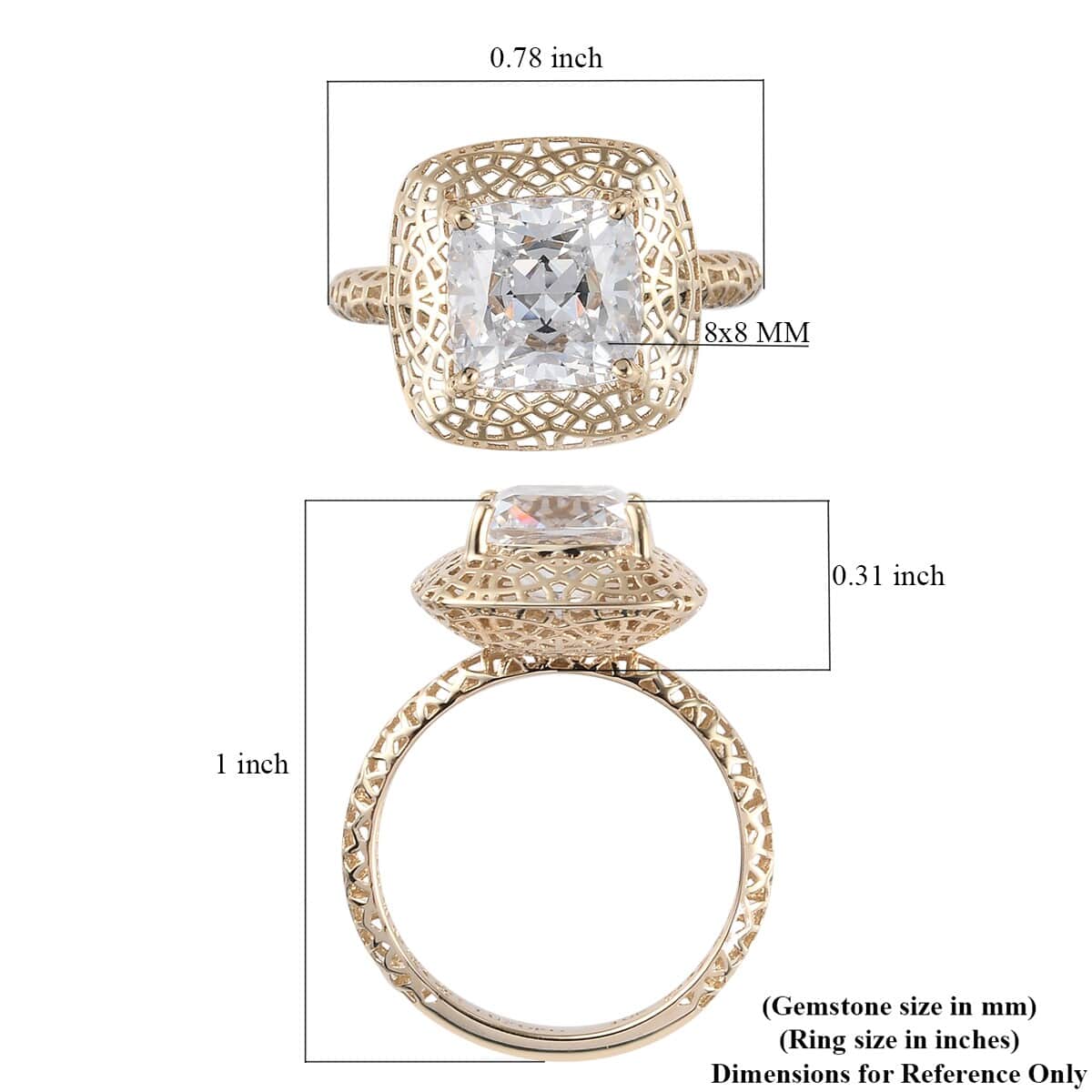 LUXORO 10K Yellow Gold Made with Finest CZ Ring (Size 9.0) 1.15 ctw image number 5