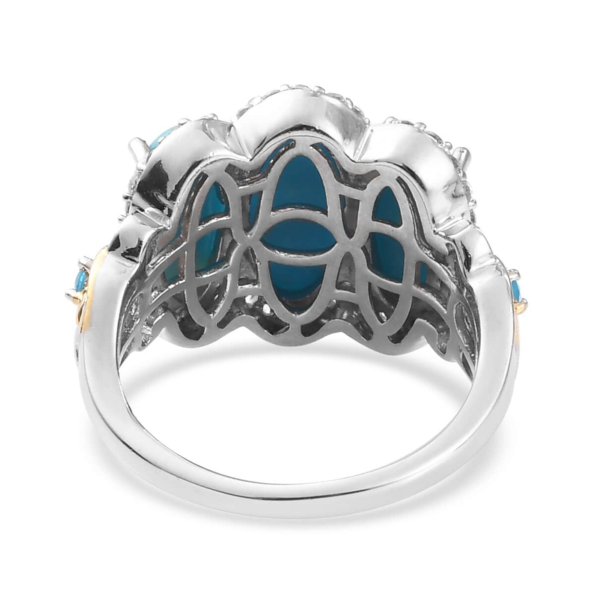 American Natural Sleeping Beauty Turquoise and Multi Gemstone Ring in Vermeil Yellow Gold and Platinum Over Sterling Silver (Size 6.0) 4.25 ctw image number 4