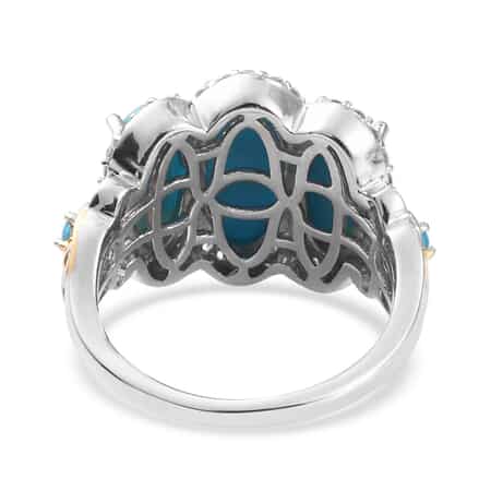 American Natural Sleeping Beauty Turquoise and Multi Gemstone Ring in Vermeil Yellow Gold and Platinum Over Sterling Silver (Size 6.0) 4.25 ctw image number 4