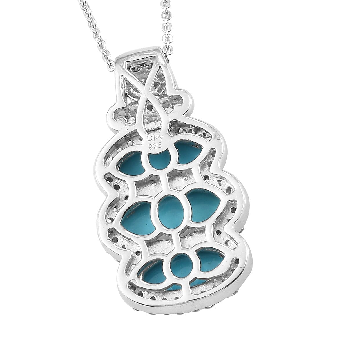 Sleeping Beauty Turquoise and Multi Gemstone Pendant Necklace 20 Inches in Vermeil YG and Platinum Over Sterling Silver 4.20 ctw