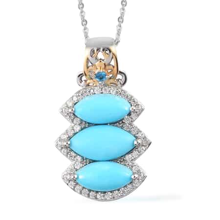 American Natural Sleeping Beauty Turquoise and Multi Gemstone Pendant Necklace 20 In in Vermeil Yellow Gold and Platinum Over Sterling Silver 3.85 ctw image number 0