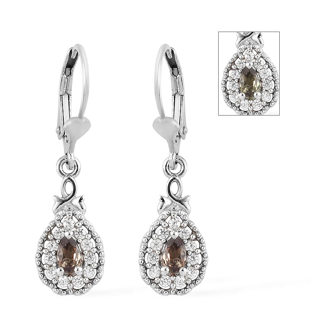 Merelani Color Change Garnet and Zircon Lever Back Earrings in Platinum Over Sterling Silver 0.90 ctw