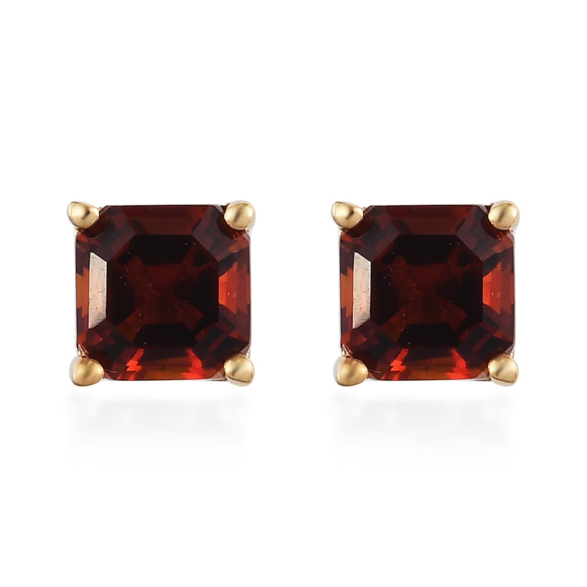 Brazilian Cherry Citrine Solitaire Stud Earrings in 14K Yellow Gold Over Sterling Silver 1.15 ctw