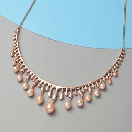 14K White Gold Copper Pearl Necklace