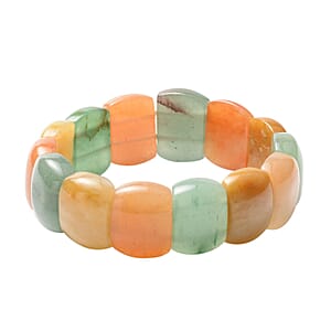 Multi Color Aventurine 139.50 ctw Block Stretchable Bracelet