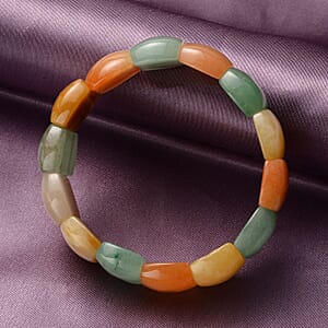 Multi Color Aventurine 139.50 ctw Block Stretchable Bracelet