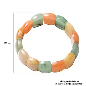 Multi Color Aventurine 139.50 ctw Block Stretchable Bracelet