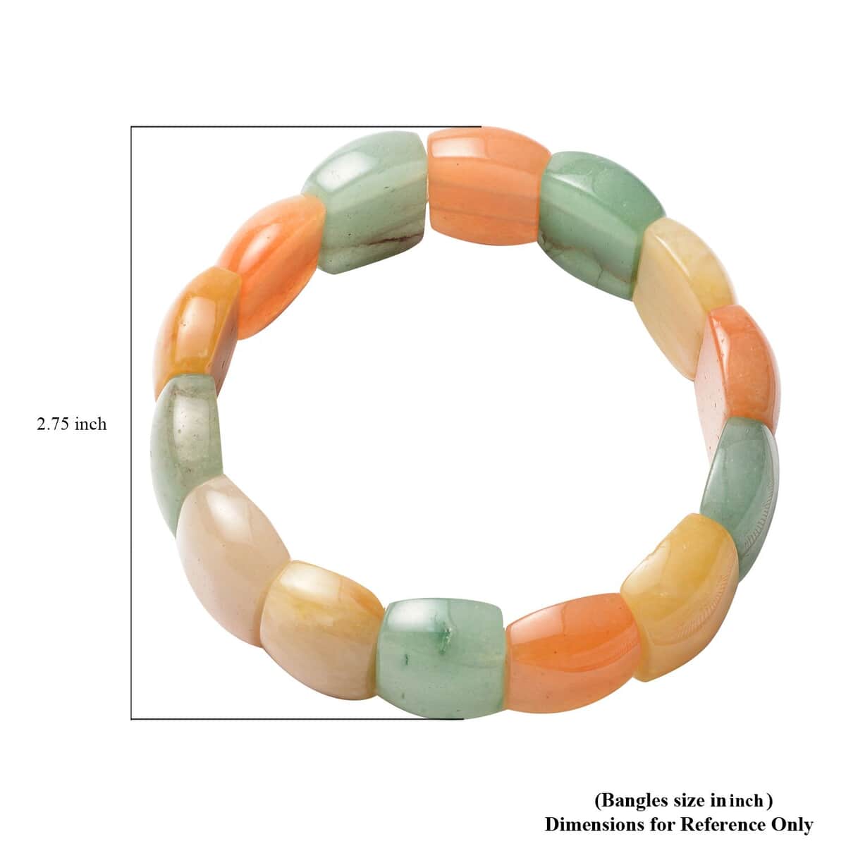 Multi Color Aventurine Block Stretchable Bracelet 139.50 ctw image number 2