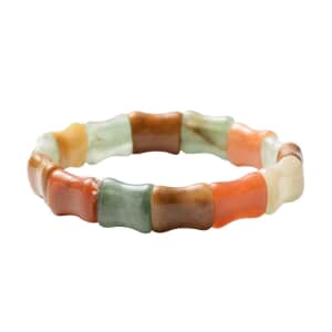 Multi Color Aventurine Bamboo Block Stretchable Bracelet 139.50 ctw