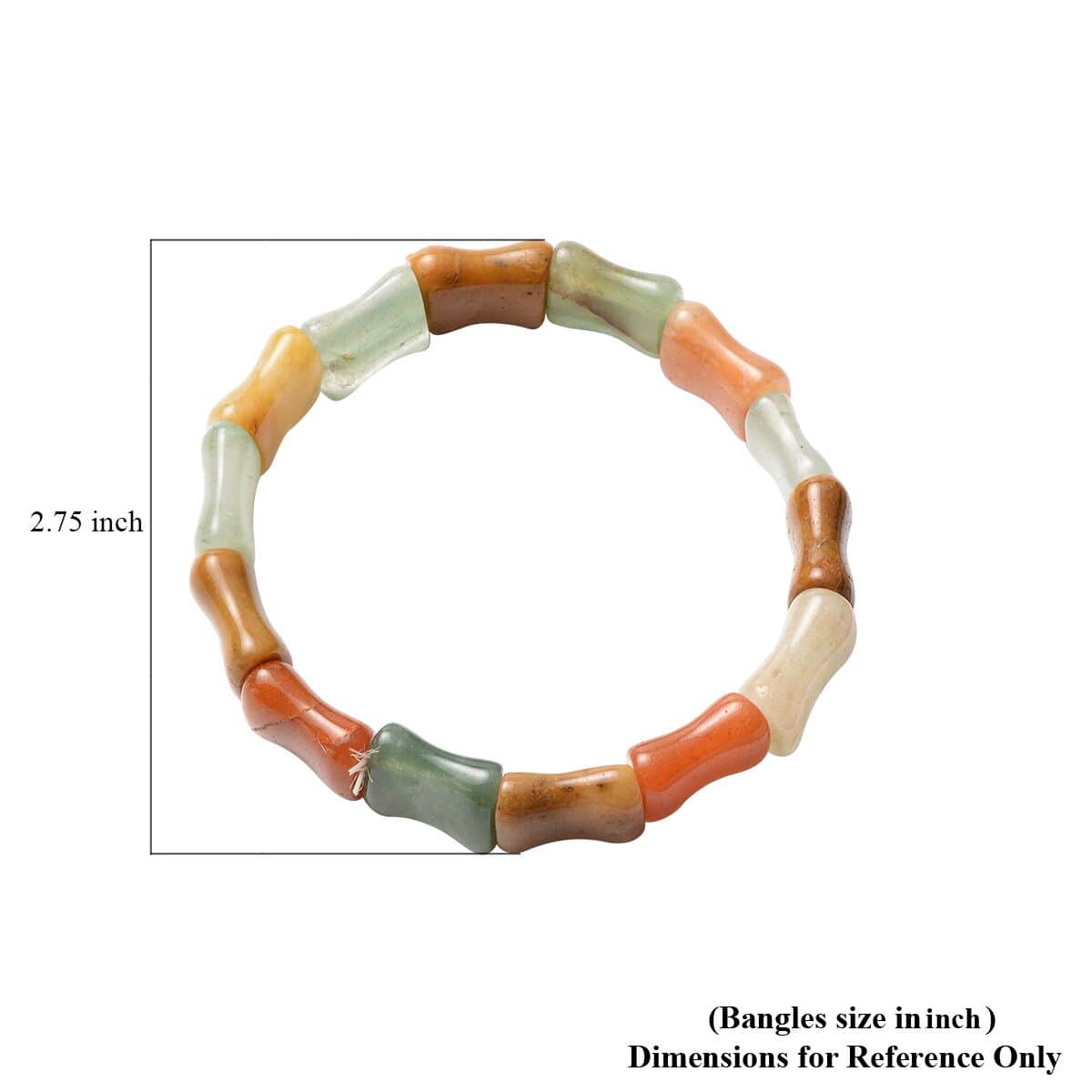 Multi Color Aventurine Bamboo Block Stretchable Bracelet 139.50 ctw image number 2