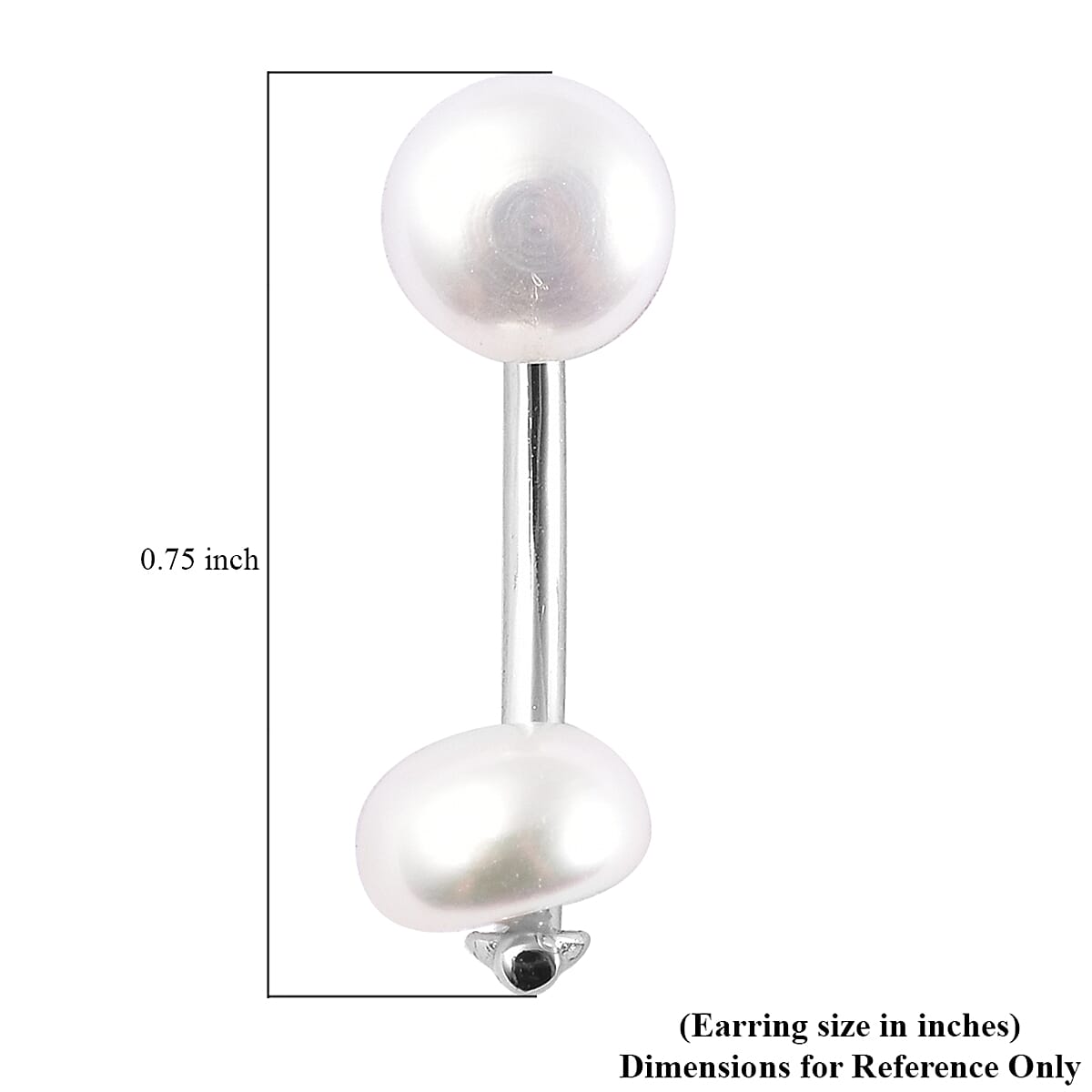 White Freshwater Cultured Pearl Dual Stud Earrings in Rhodium Over Sterling Silver