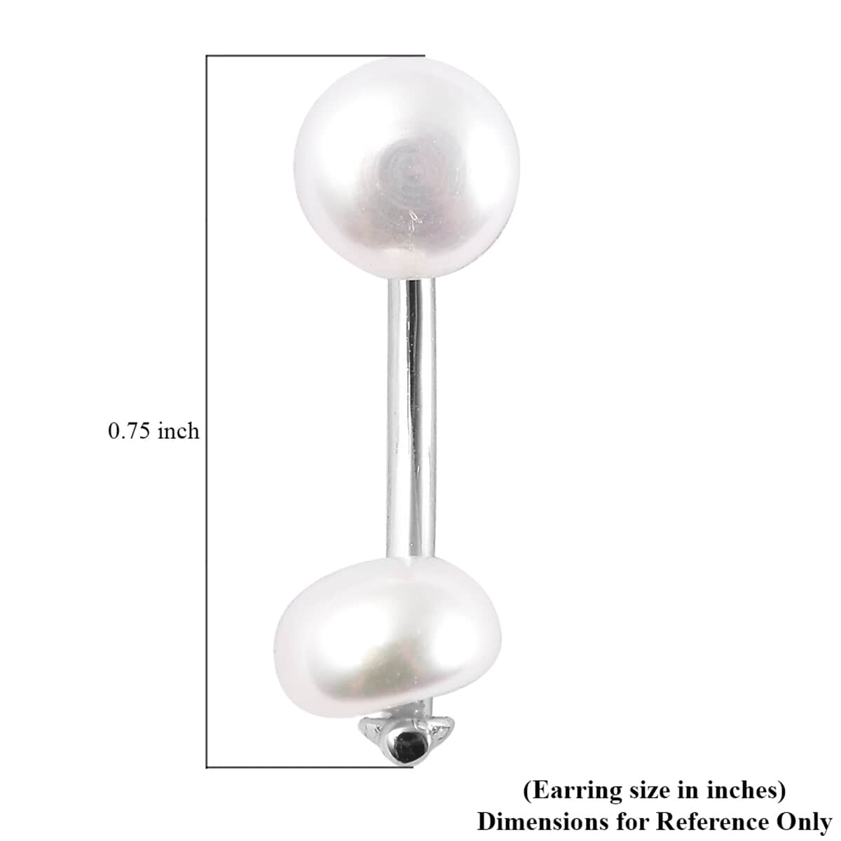 White Freshwater Cultured Pearl Dual Stud Earrings in Rhodium Over Sterling Silver image number 4