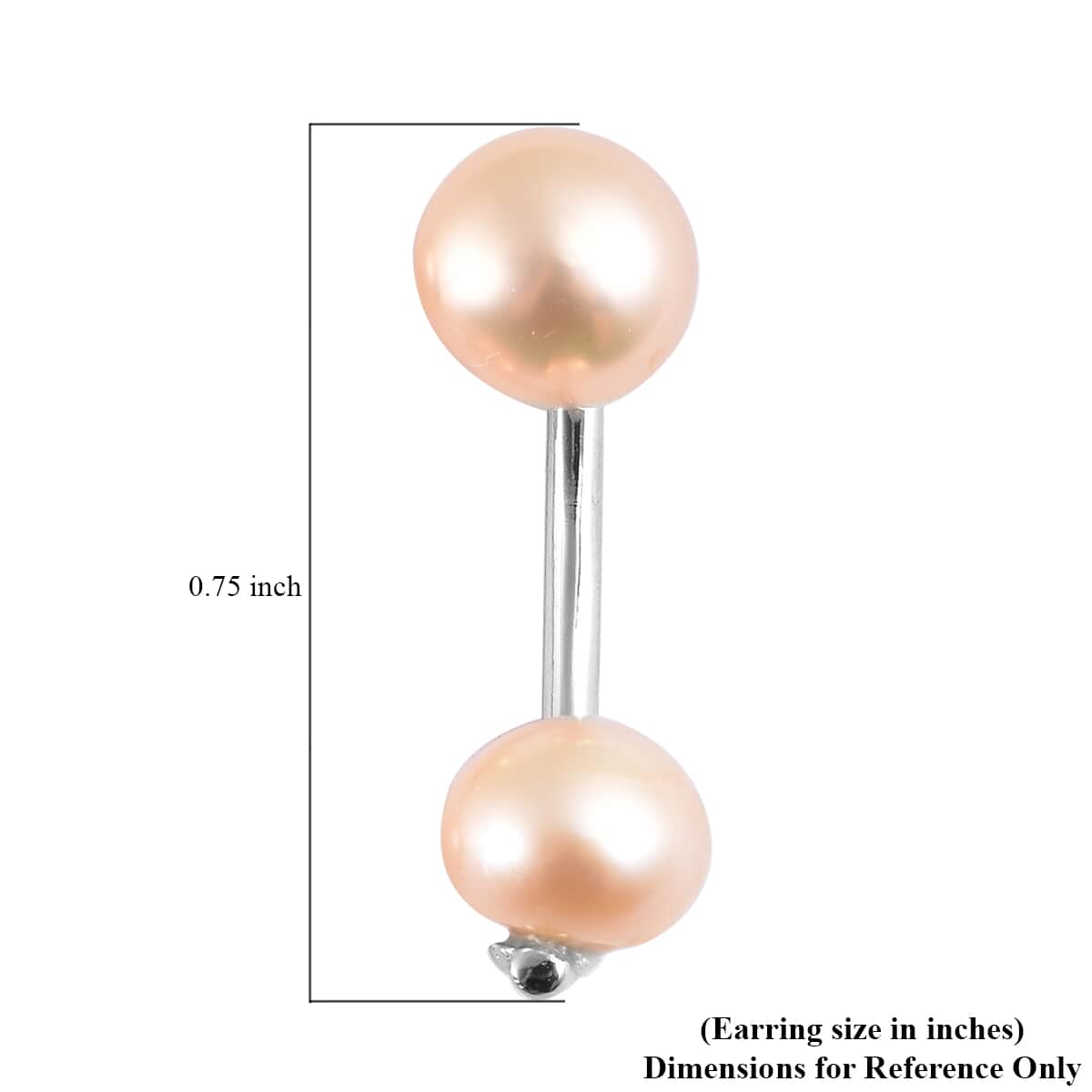 Peach Freshwater Cultured Pearl Dual Stud Earrings in Rhodium Over Sterling Silver image number 4