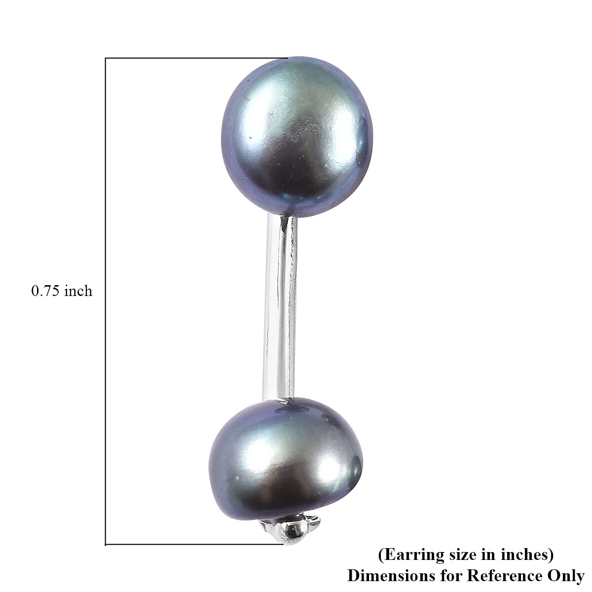 Peacock Freshwater Cultured Pearl Dual Stud Earrings in Rhodium Over Sterling Silver