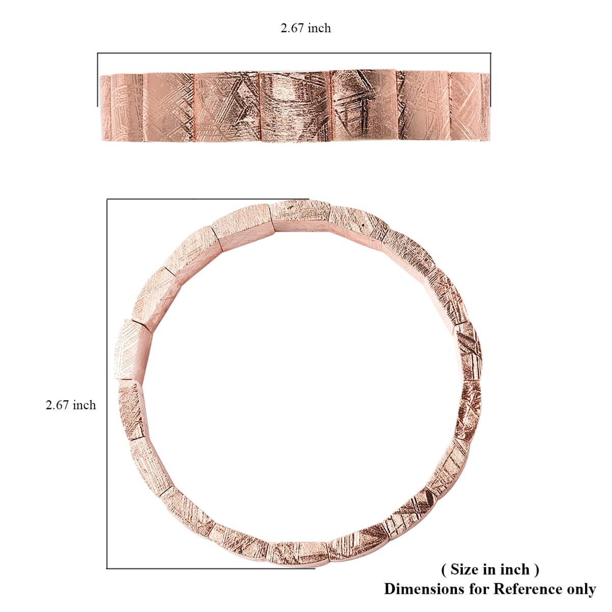 Rose Gold Plating Marvelous Meteorite Square Shape Block Stretch Bracelet image number 3