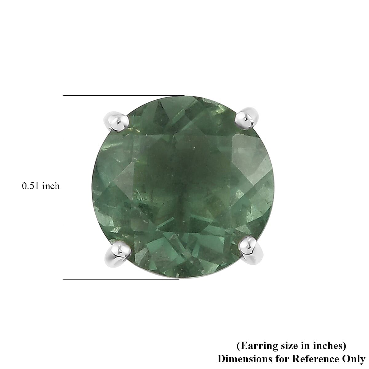 Mint Green Fluorite Solitaire Stud Earrings in Platinum Over Sterling Silver 15.50 ctw image number 4