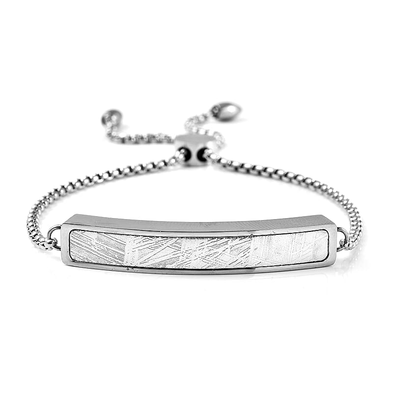 Marvelous Meteorite Bolo Bar Bracelet in Stainless Steel