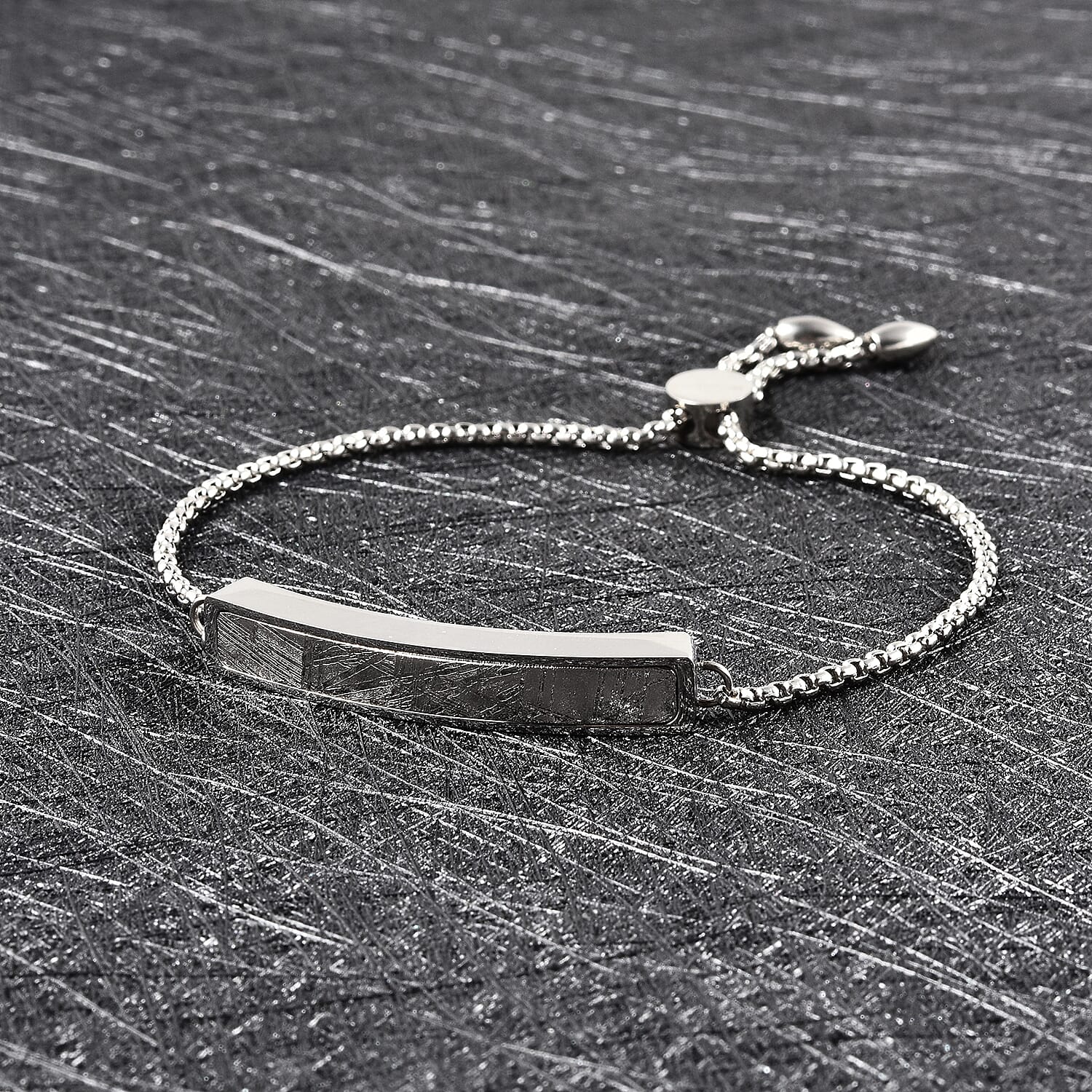 Marvelous Meteorite Bolo Bar Bracelet in Stainless Steel