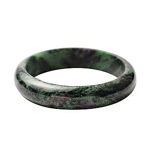 Ruby Zoisite Bangle 224.50 ctw Bracelet in Silvertone (7.50 In)
