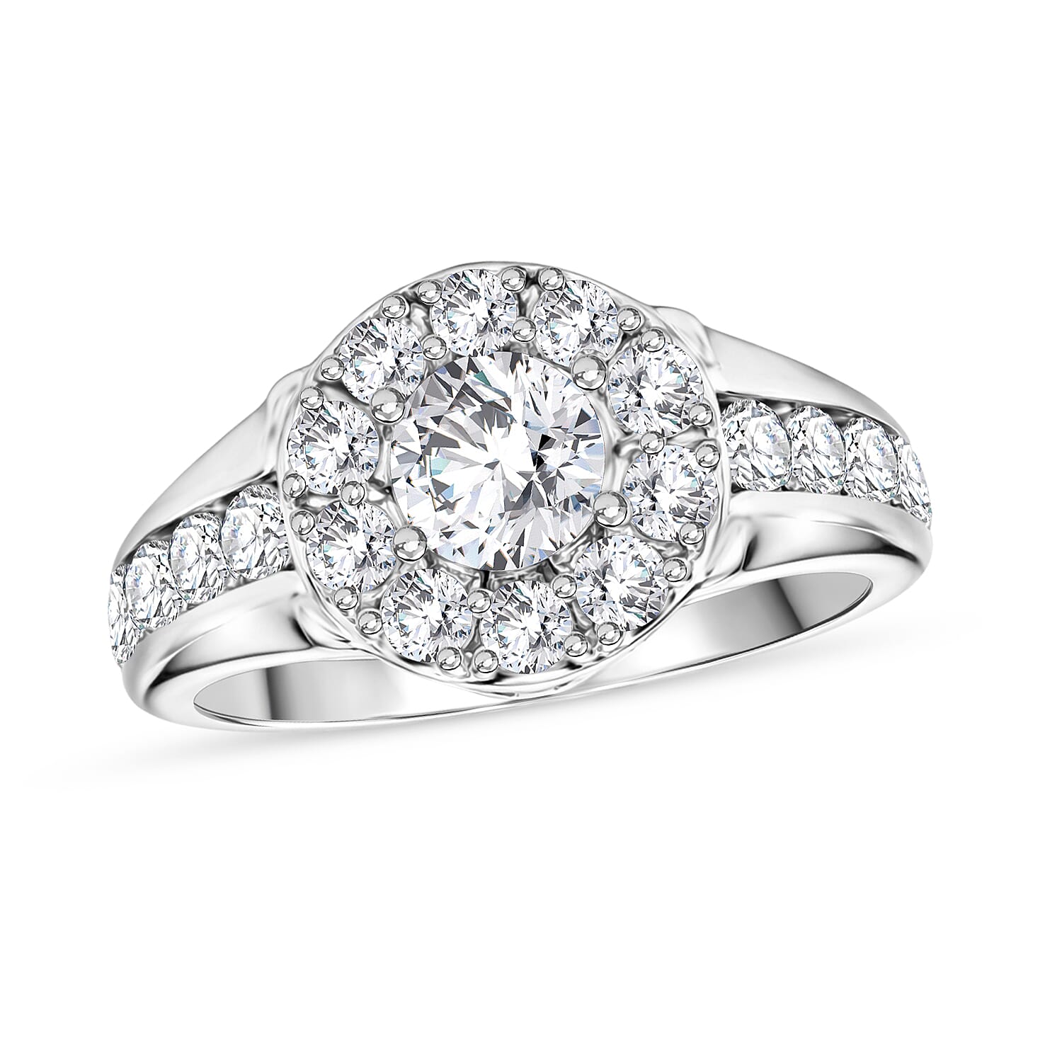 J Francis Zirconia by Swarovski 3.50 ctw Ring in Platinum Over Sterling Silver (Size 5.5)
