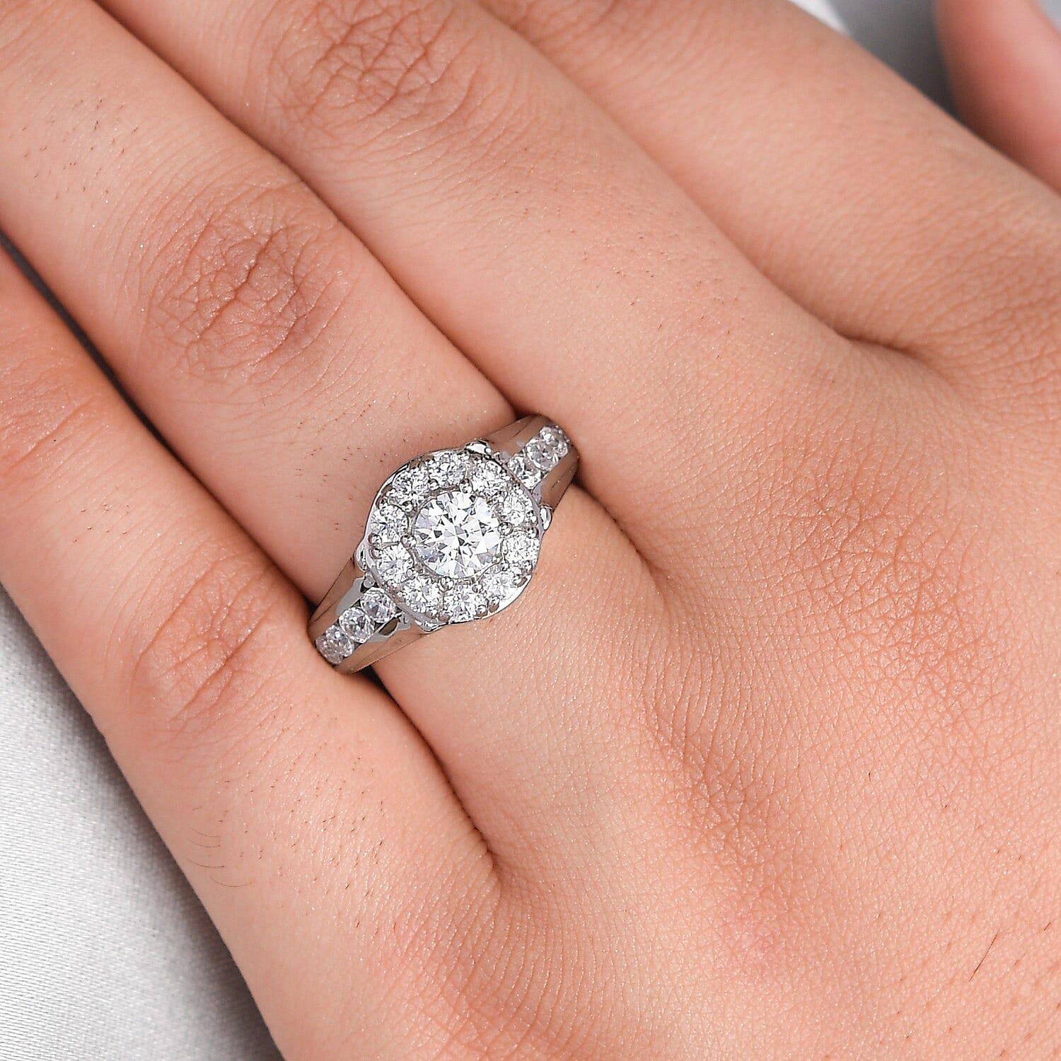 J Francis Zirconia by Swarovski 3.50 ctw Ring in Platinum Over Sterling Silver (Size 5.5)