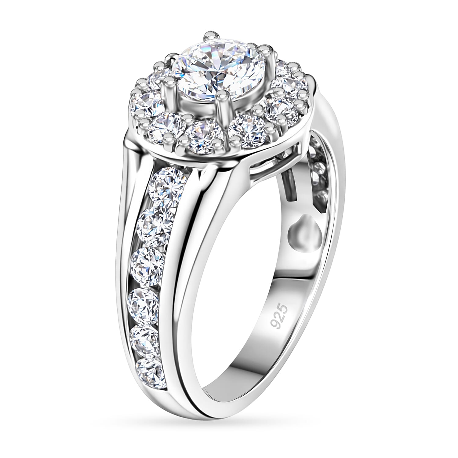 J Francis Zirconia by Swarovski 3.50 ctw Ring in Platinum Over Sterling Silver (Size 5.5)