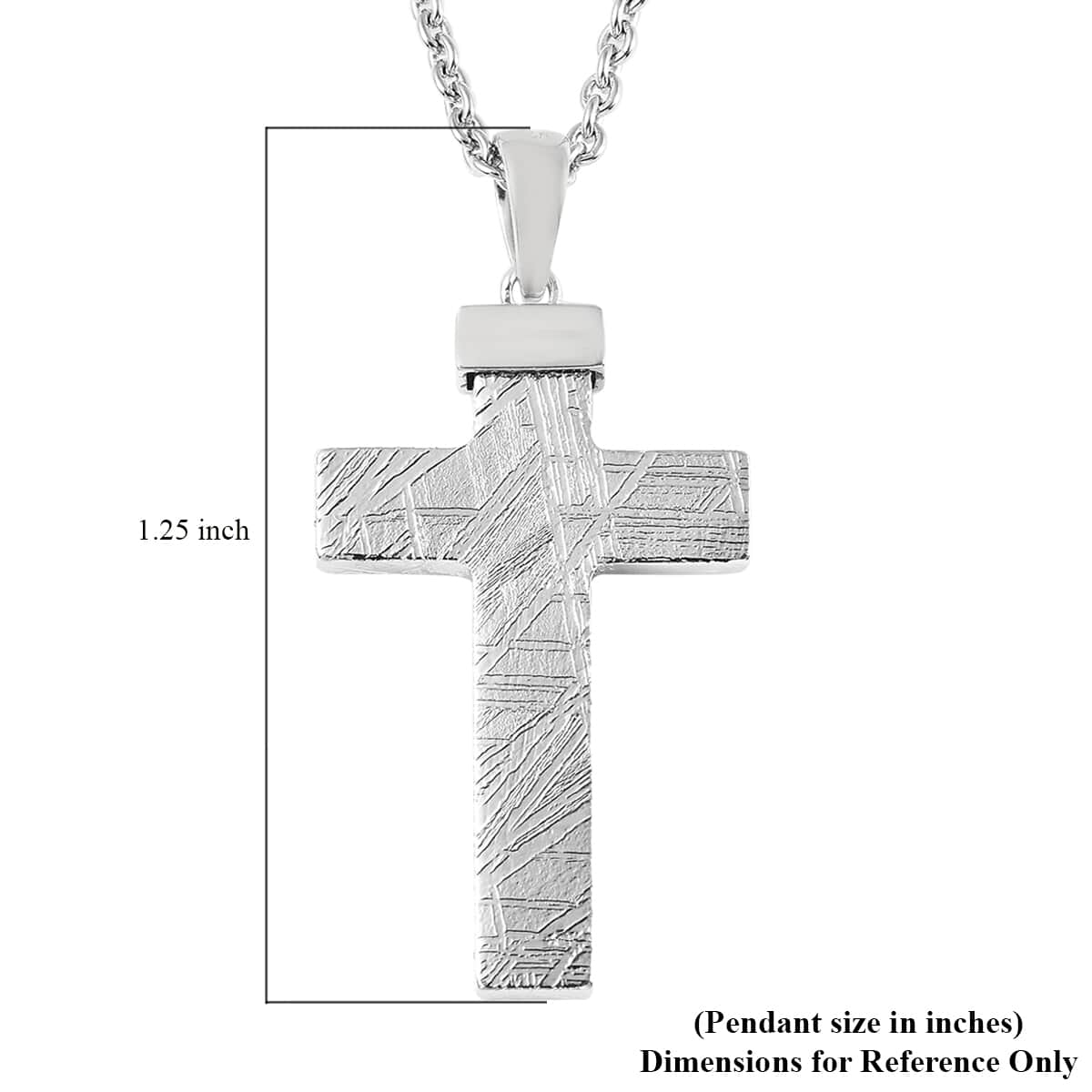 Marvelous Meteorite Cross Pendant Necklace 22 Inches in Rhodium Over Sterling Silver image number 4