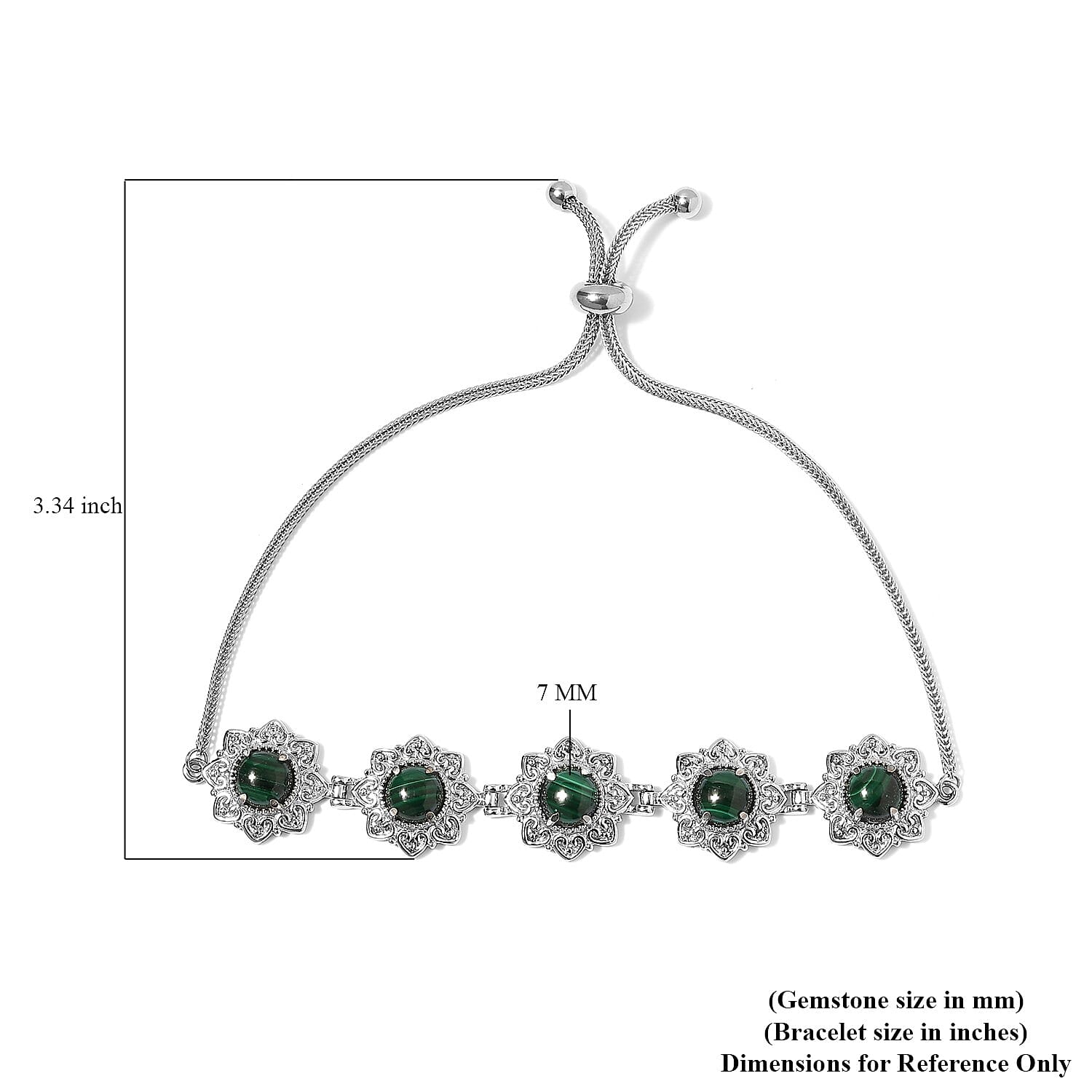 African Malachite Bolo Bracelet in Stainless Steel 11.20 ctw