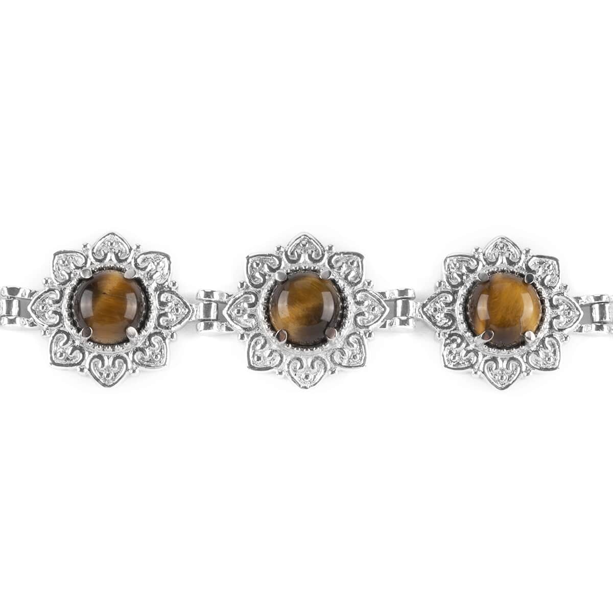 Tiger's Eye Bolo Bracelet in Stainless Steel 6.90 ctw image number 1