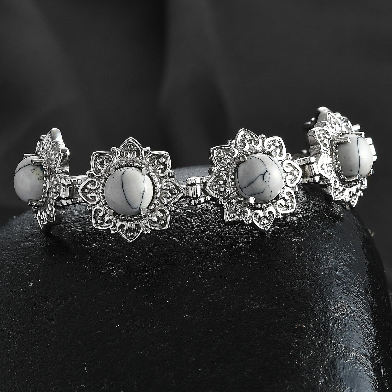 White Howlite Bolo Bracelet in Stainless Steel 7.15 ctw