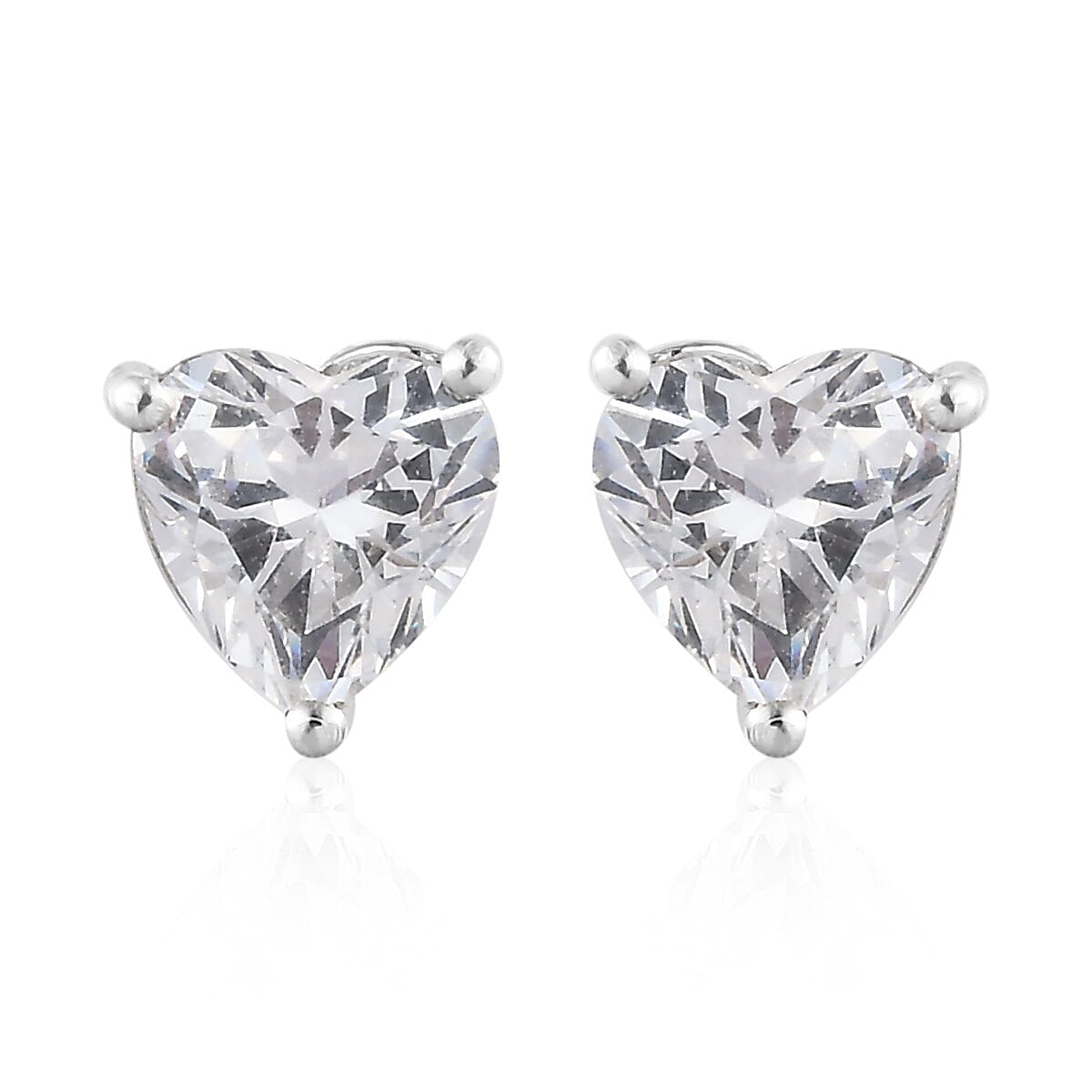 Lustro Stella Made with Finest CZ Solitaire Stud Earrings in Platinum Over Sterling Silver 2.85 ctw