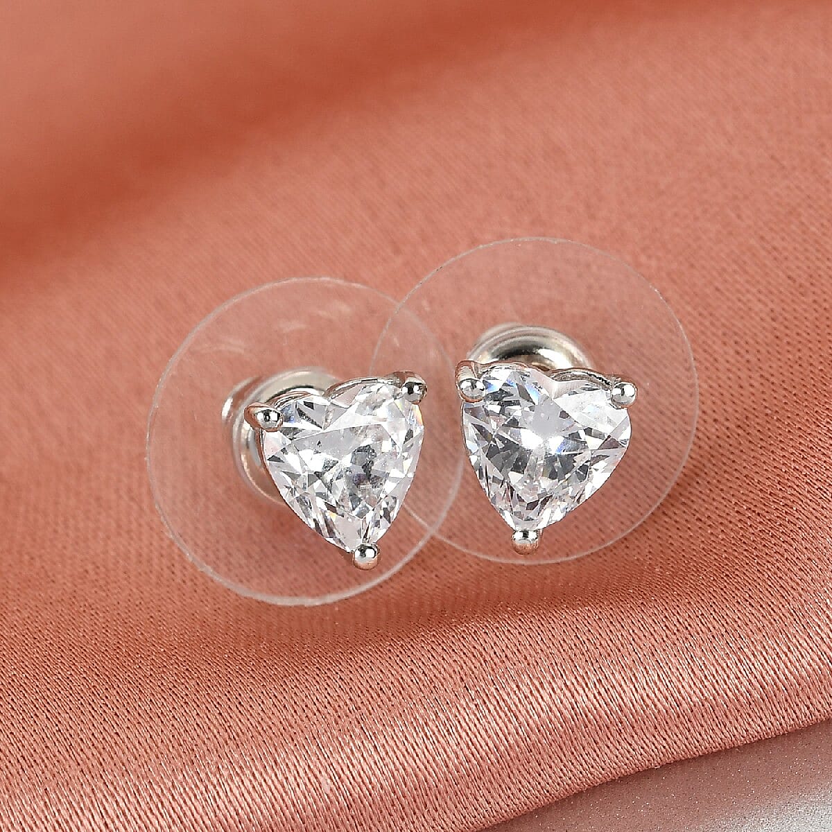 Lustro Stella Made with Finest CZ Solitaire Stud Earrings in Platinum Over Sterling Silver 2.85 ctw