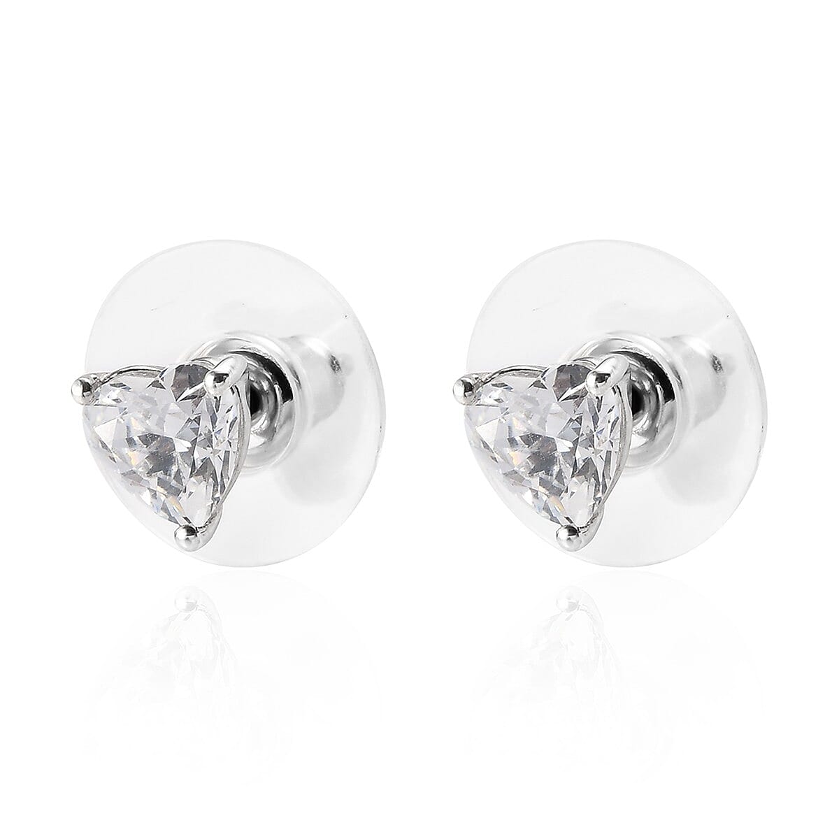 Lustro Stella Made with Finest CZ Solitaire Stud Earrings in Platinum Over Sterling Silver 2.85 ctw