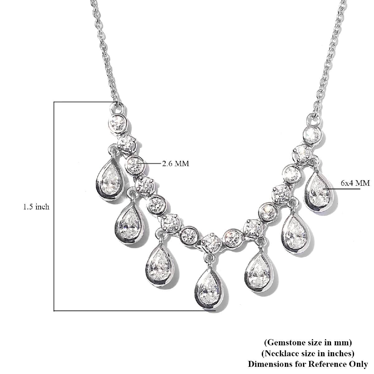 Lustro Stella Made with Finest CZ Fancy Necklace 18 Inches in Platinum Over Sterling Silver 6.40 ctw image number 5