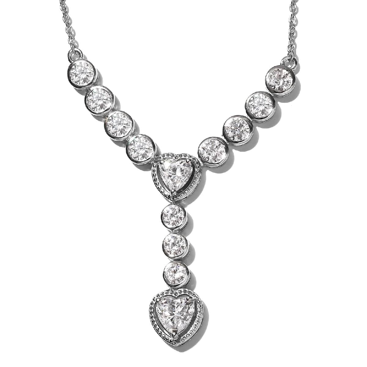 Lustro Stella Made with Finest CZ Fancy Necklace 18 Inches in Platinum Over Sterling Silver 8.70 ctw image number 0
