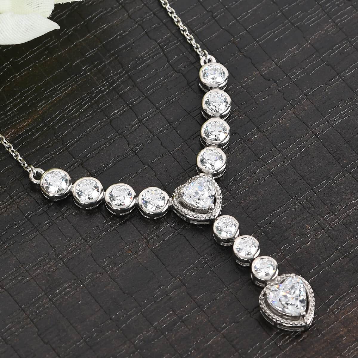 Lustro Stella Made with Finest CZ Fancy Necklace 18 Inches in Platinum Over Sterling Silver 8.70 ctw image number 1