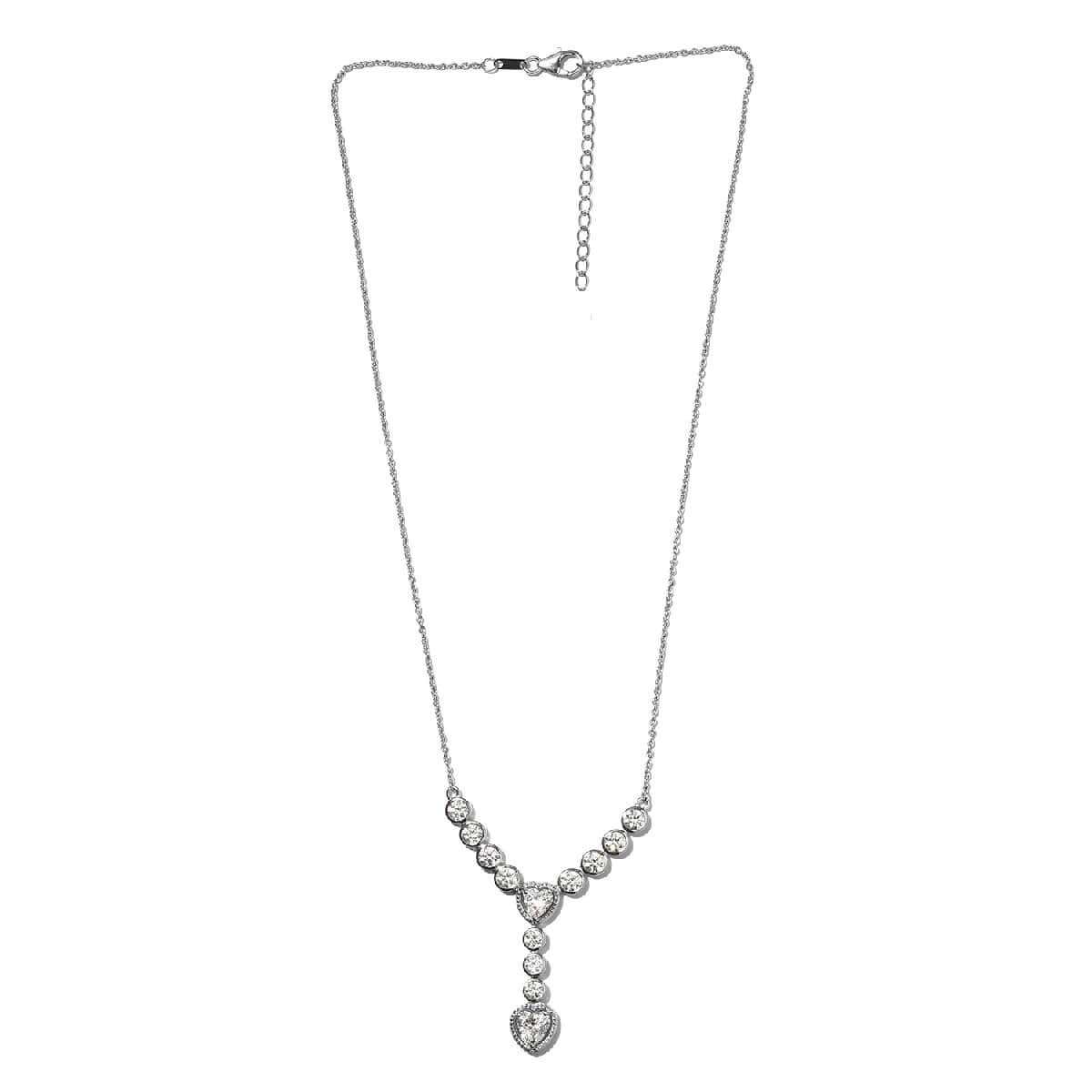 Lustro Stella Made with Finest CZ Fancy Necklace 18 Inches in Platinum Over Sterling Silver 8.70 ctw image number 3