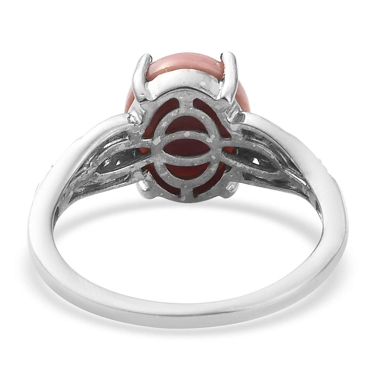 Peach Opal and Zircon Ring in Platinum Over Sterling Silver (Size 8.0) 1.80 ctw image number 4