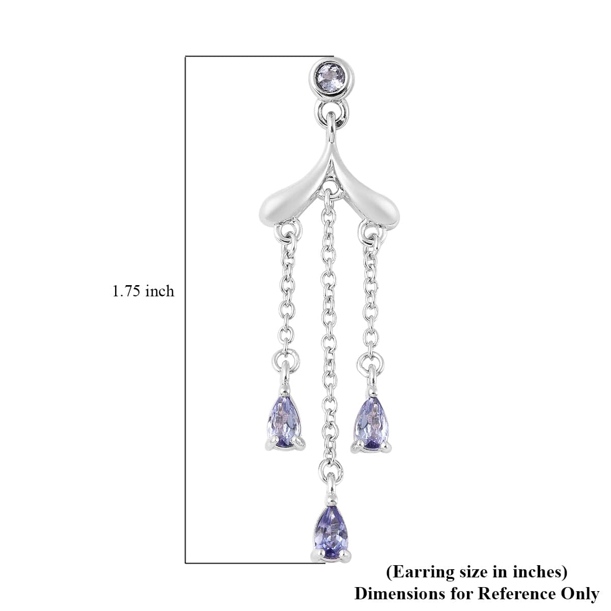 LucyQ Drip Collection Tanzanite Dangle Earrings in Rhodium Over Sterling Silver 1.25 ctw image number 3