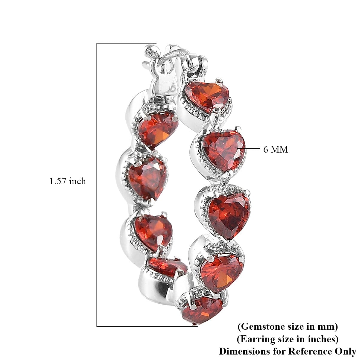 Simulated Garnet Inside Out Hoop Earrings in Stainless Steel
