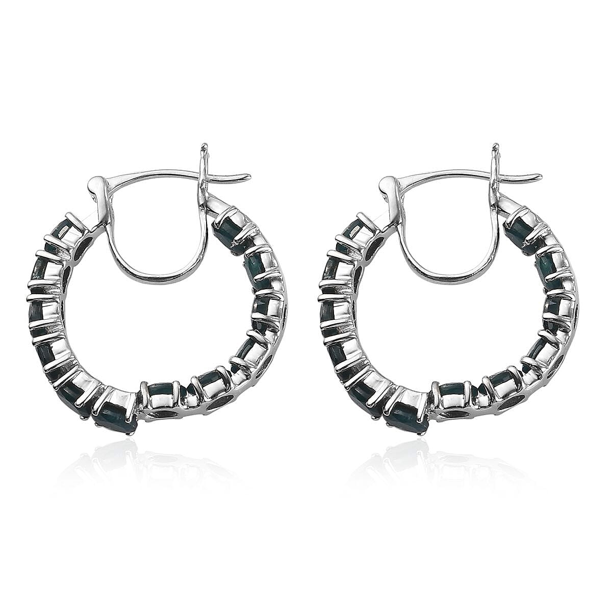 Teal Grandidierite Hoop Earrings in Platinum Over Sterling Silver 3.90 ctw
