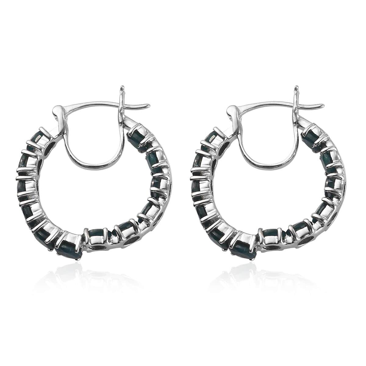 Teal Grandidierite Hoop Earrings in Platinum Over Sterling Silver 3.90 ctw image number 4