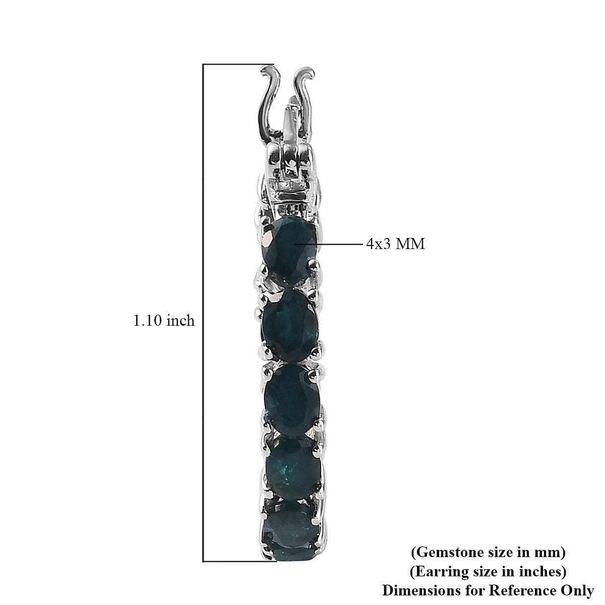 Teal Grandidierite Hoop Earrings in Platinum Over Sterling Silver 3.90 ctw